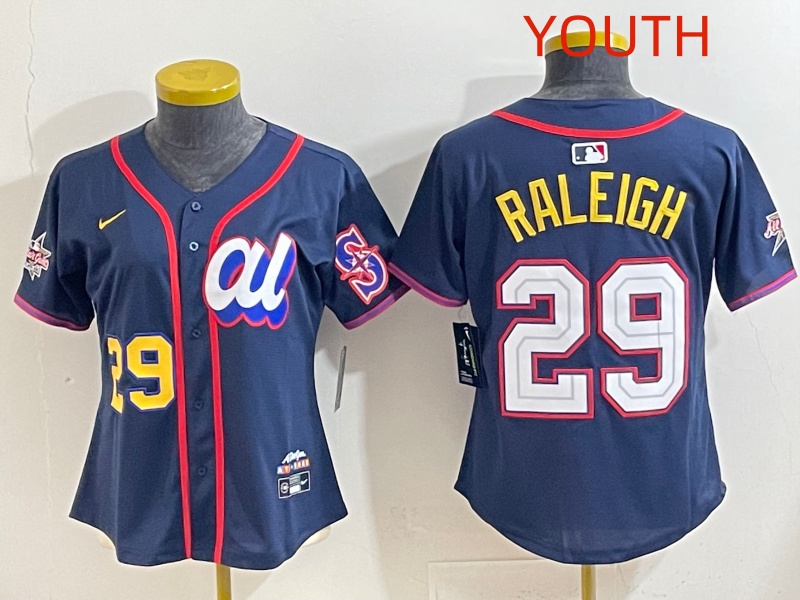 Youth 2025 Seattle Mariners #29 Raleigh dark Blue All star Nike MLB Jersey style 002->youth mlb jersey->Youth Jersey